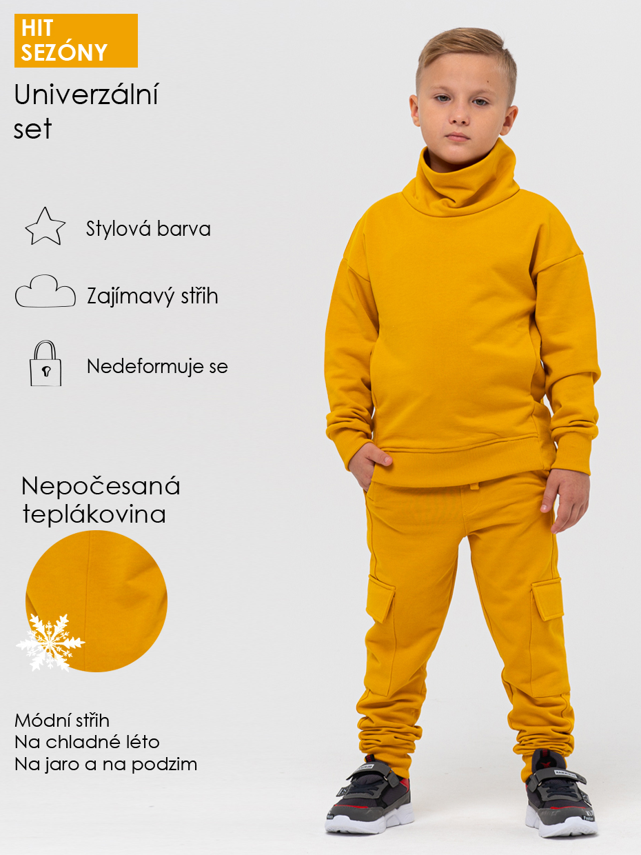 Chlapecká tepláková souprava - Winkiki WHB 181, hořčicová Barva: Žlutá, Velikost: 164 - main (1)