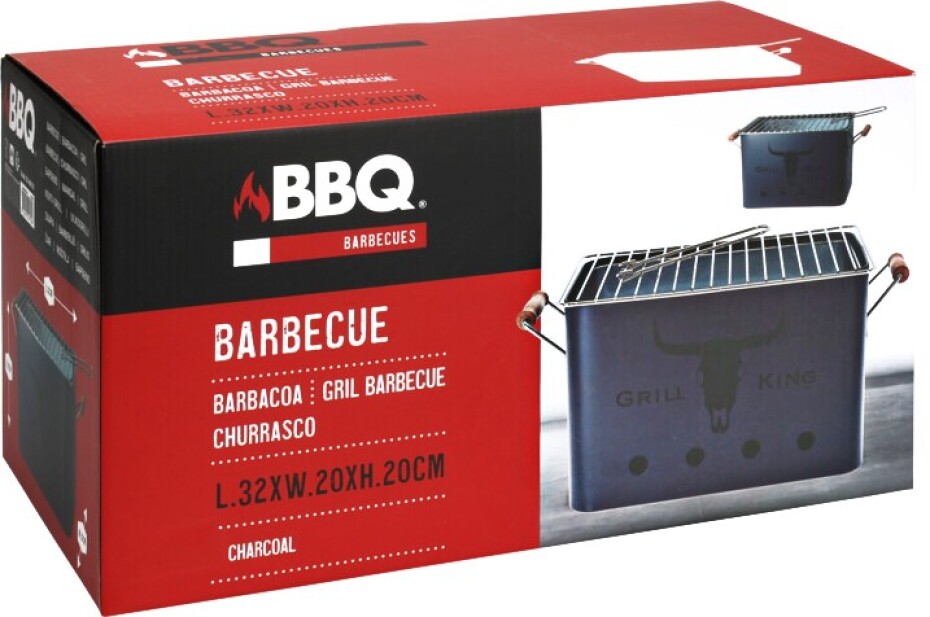 PROGARDEN Přenosný gril na dřevěné uhlí GRILL KING 43 x 20 cm modrá KO-C83000120 - main (1)