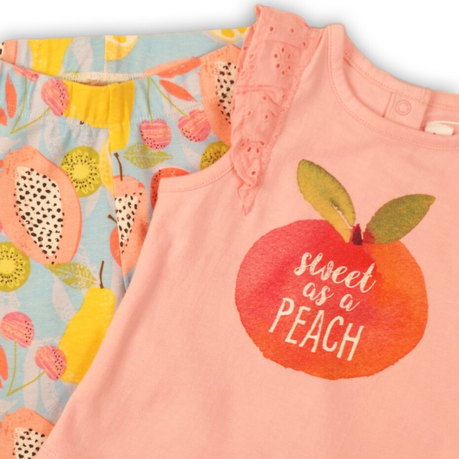Kojenecká dívčí souprava - tričko a kalhoty, Minoti, Fruits 4, růžová - 68/74 | 6-9m - main (2)