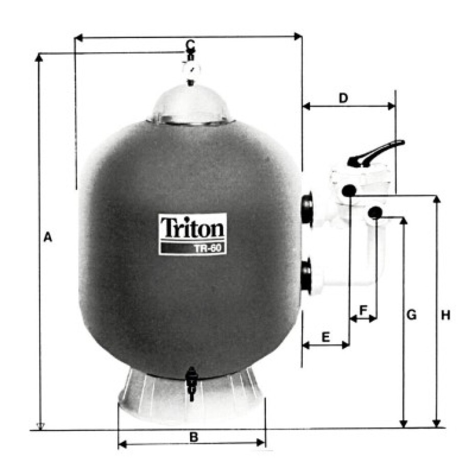 Pentair bazénová filtrační nádoba TRITON - TR 40,480 mm,9 m3/h,6-ti cest. boční ventil - main (1)