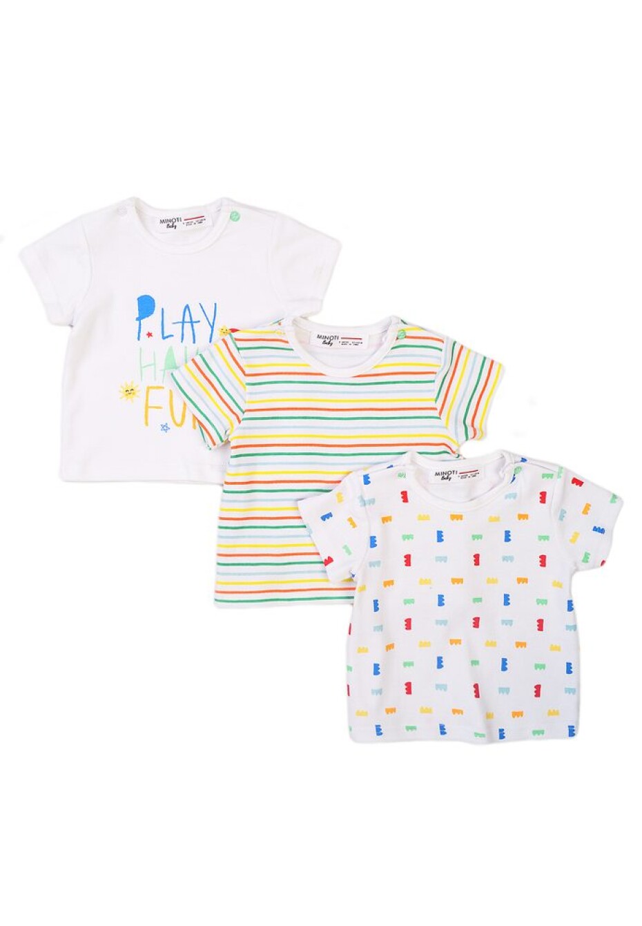 Tričko kojenecké s krátkým rukávem 3pack, Minoti, Smiling 4, bílá - 74/80 | 9-12m - main (0)