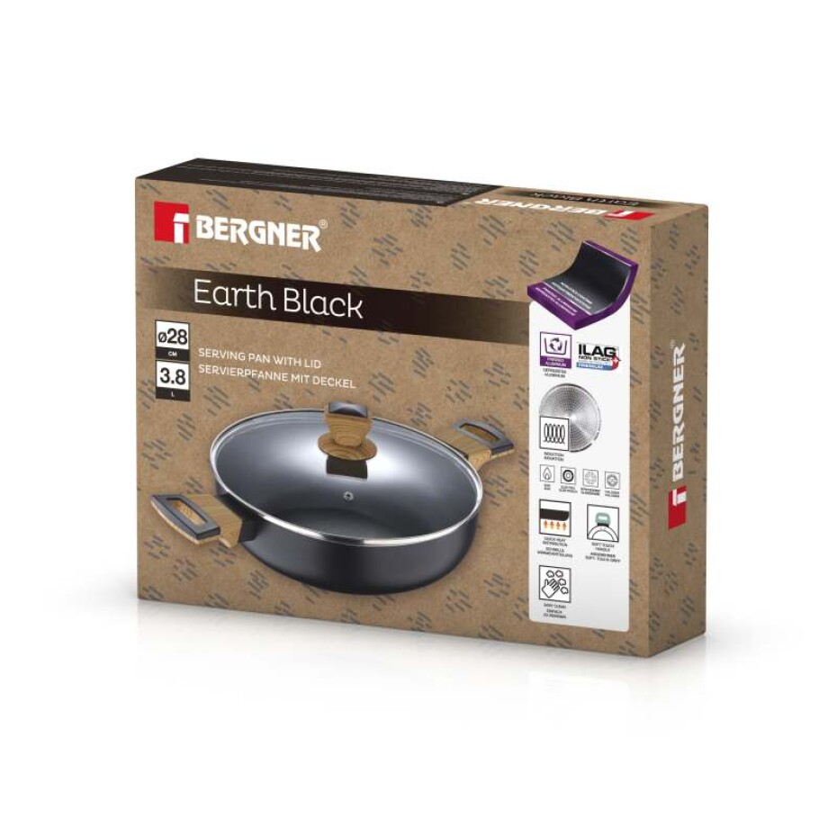 BERGNER Pánev s nepřilnavým povrchem a poklicí 28 cm Earth Black BG-32038-BK - main (10)