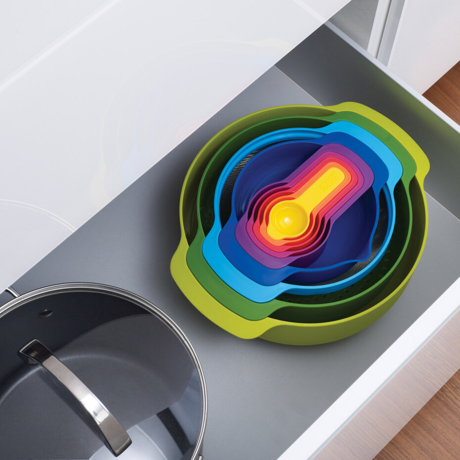 Kuchyňská mísa  OPAL NEST™ 9 PLUS , sada 9 ks, stohovatelné, s odměrkou, zelená, Joseph Joseph - main (4)