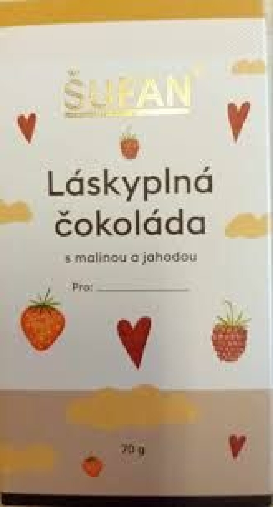 Šufan Láskyplná čokoláda s malinou a jahodou  70 g - main (0)