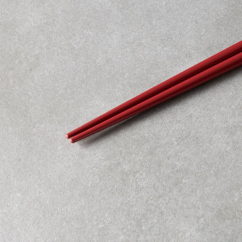 Jídelní hůlky 22,5 cm, tmavě červená / bílá, bambus, MIJ - main (2)