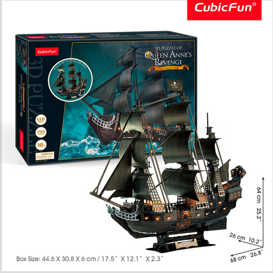 CubicFun 3D puzzle Plachetnice Queen Anne's Revenge Svítící 293 ks - main (0)