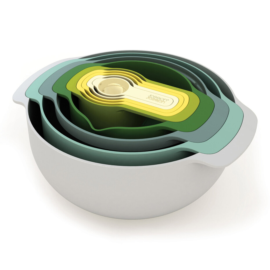 Kuchyňská mísa  OPAL NEST™ 9 PLUS , sada 9 ks, stohovatelné, s odměrkou, zelená, Joseph Joseph - main (0)