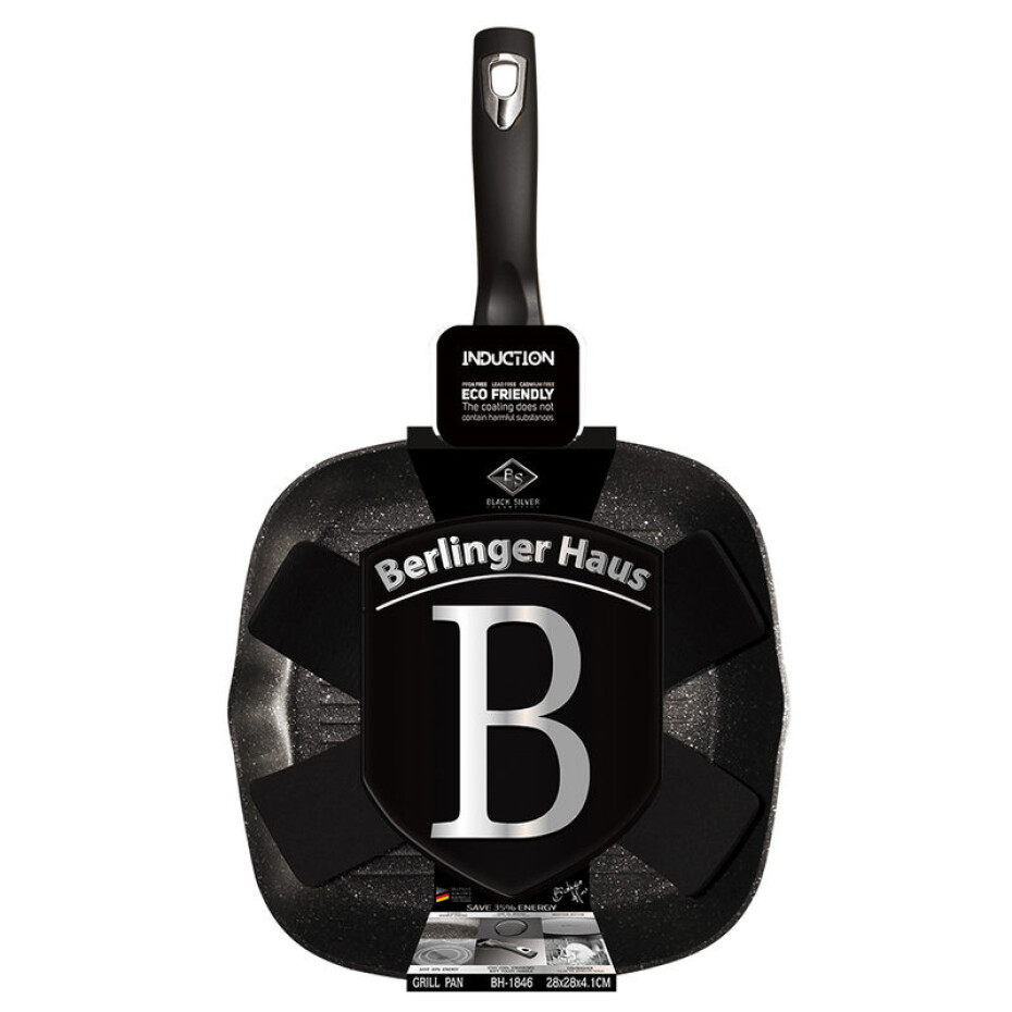 BERLINGERHAUS Pánev grilovací s mramorovým povrchem 28 cm Black Silver Collection BH-1846 - main (2)