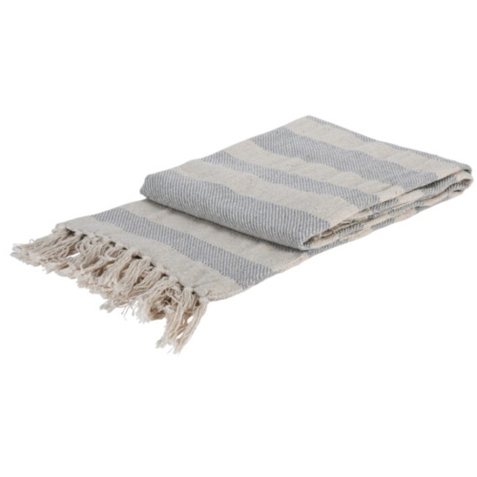 HOMESTYLING Deka se střapci bavlna 130 x 170 cm modrá KO-A35821740modr - main (1)