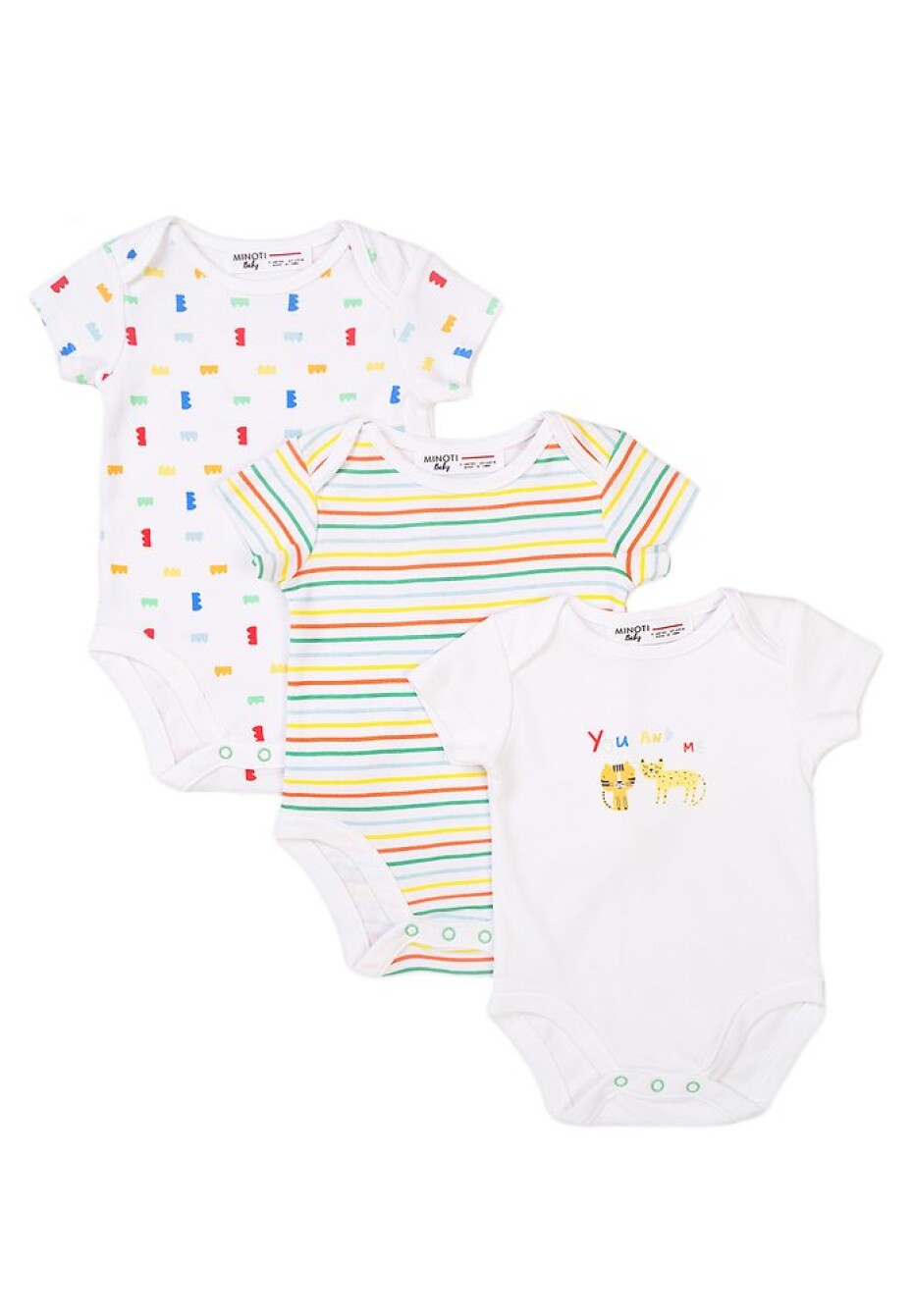 Body kojenecké 3pack, Minoti, Smiling 8, bílá - 56/62 | 0-3m - main (0)