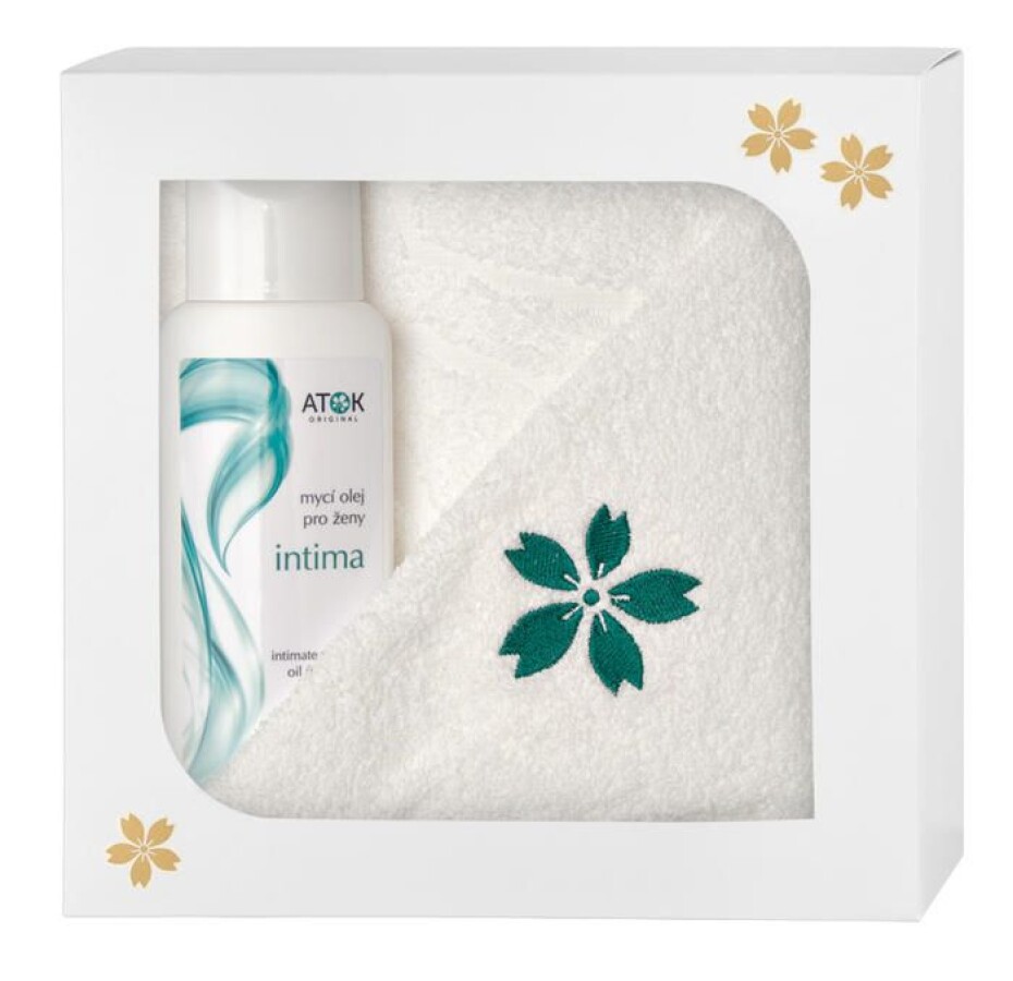 Atok Intima ručník bílý 32x30 cm + ručník bílý 50x100 cm + mycí olej 150 ml Dárková sada - main (0)