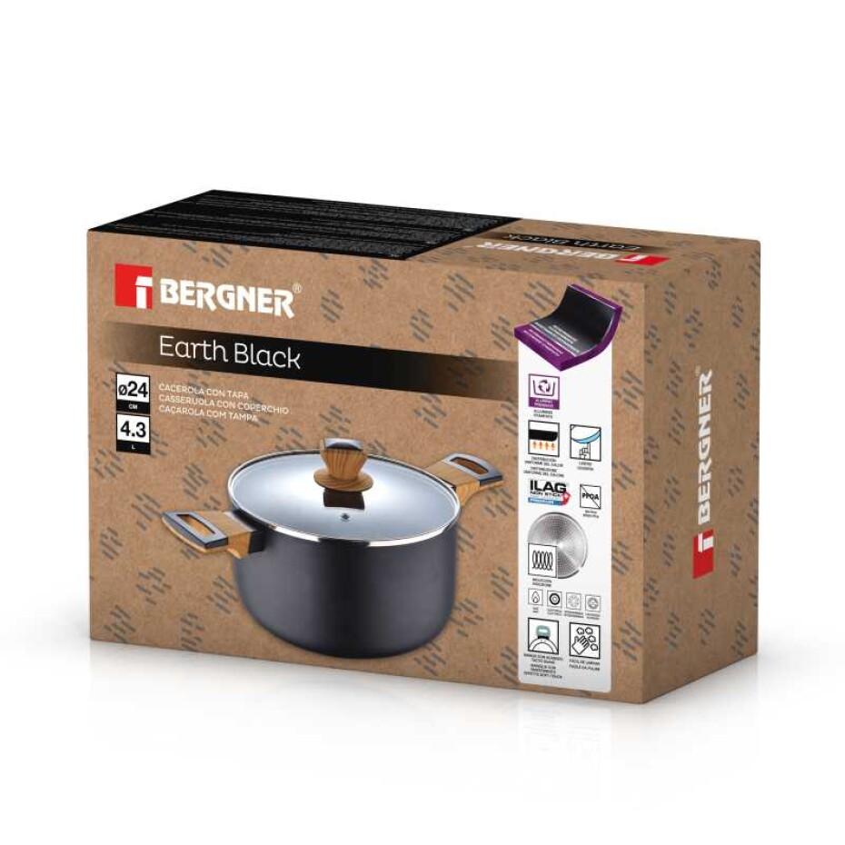 BERGNER Kastrol s nepřilnavým povrchem a poklicí 24 cm Earth Black BG-32036-BK - main (10)