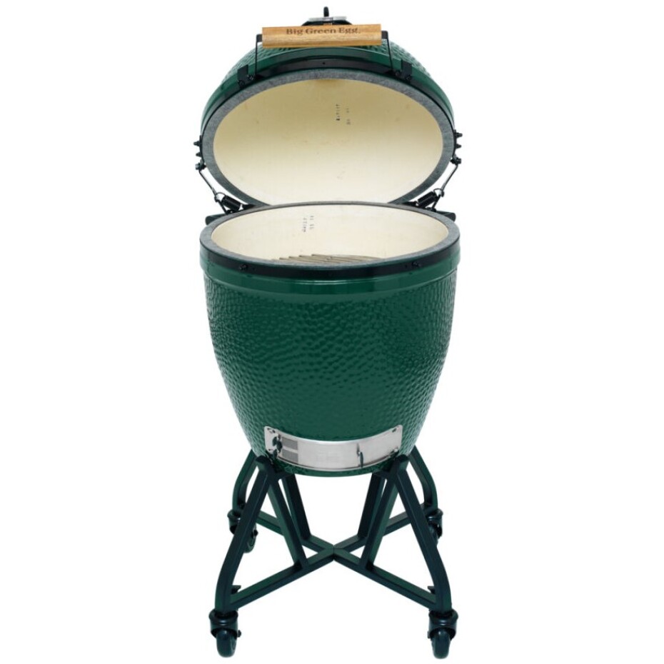 Gril na dřevěné uhlí L 46 cm,  + pojízdný stojan + ConvEGGtor + pohrabáč, zelená, Big Green Egg - main (14)