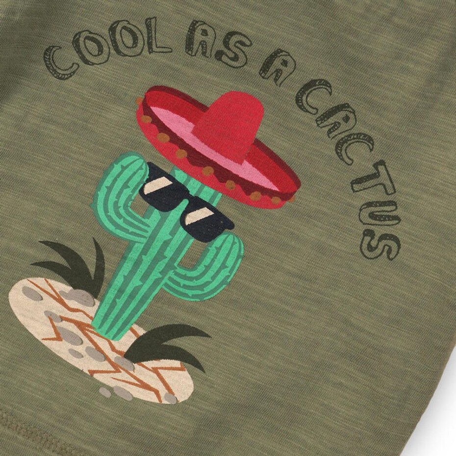 Tričko chlapecké s krátkým rukávem, Minoti, CACTUS 1, khaki - 62/68 | 3-6m - main (2)
