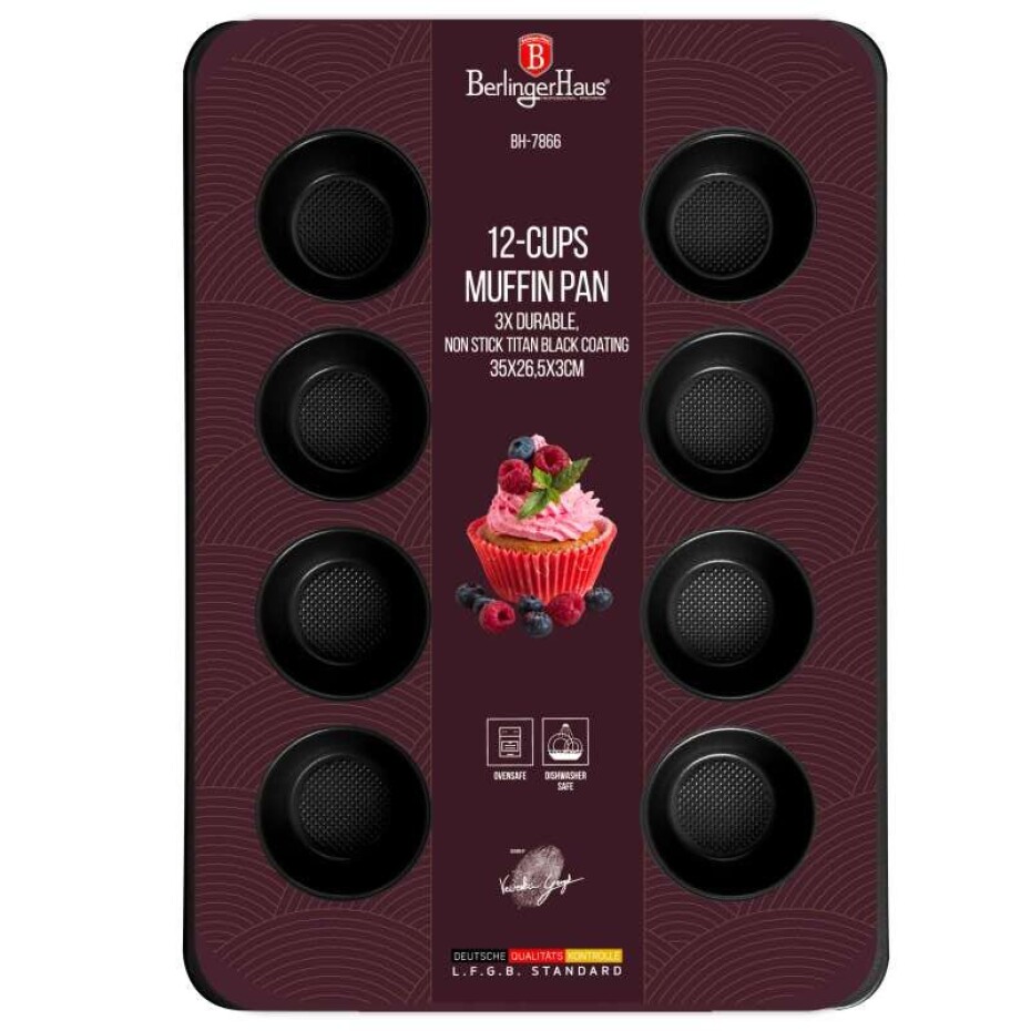 BERLINGERHAUS Forma na muffiny s nepřilnavým povrchem 12 ks Burgundy BH-7866 - main (1)