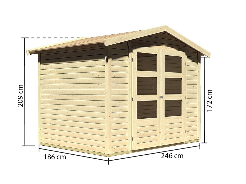 Dřevěný domek KARIBU AMBERG 3 (82972) natur LG1755 - main (1)