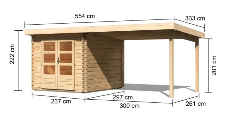 Dřevěný domek KARIBU BASTRUP 4 + přístavek 300 cm (73298) natur LG2857 - main (1)