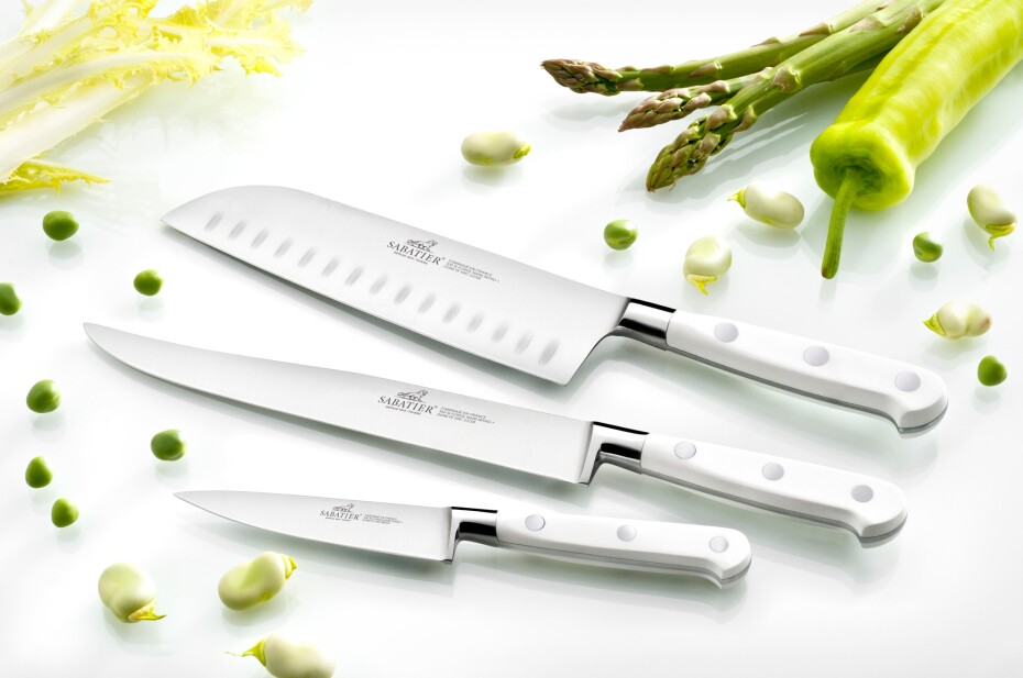Santoku nůž TOQUE 18 cm, nerezové nýty, bílá, Lion Sabatier - main (1)