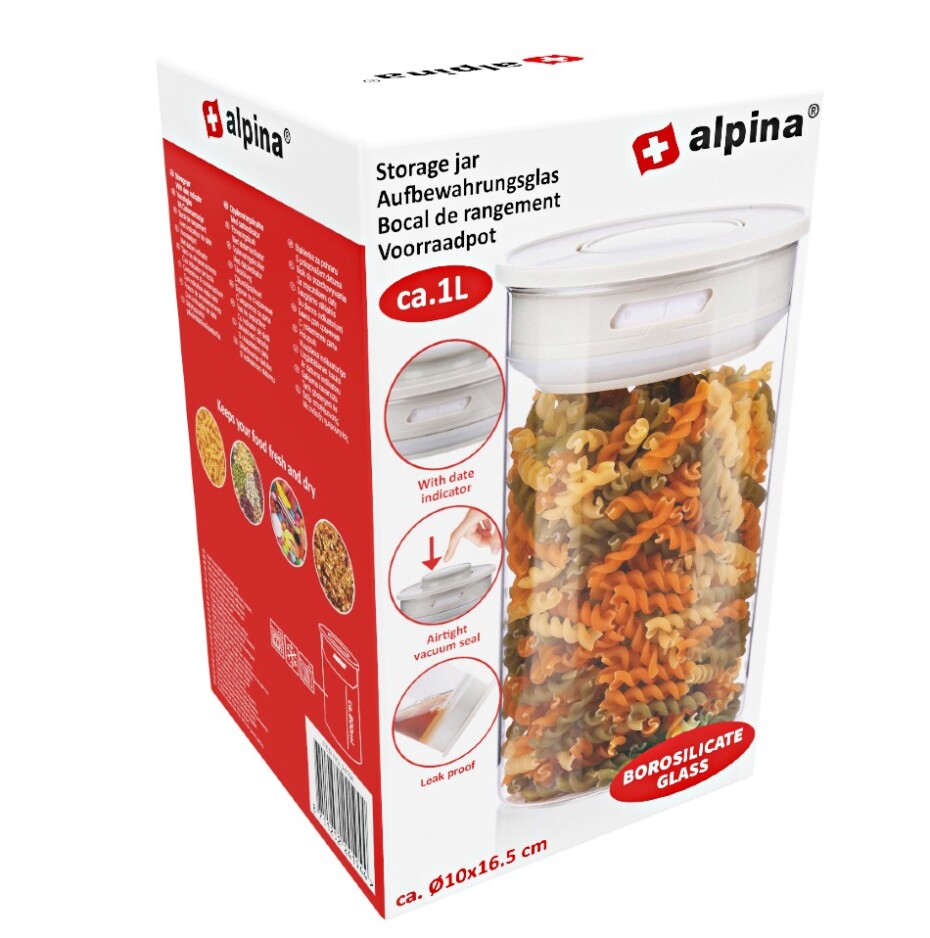 ALPINA Skleněná dóza 16,5 cm bílá ED-224194bila - main (1)