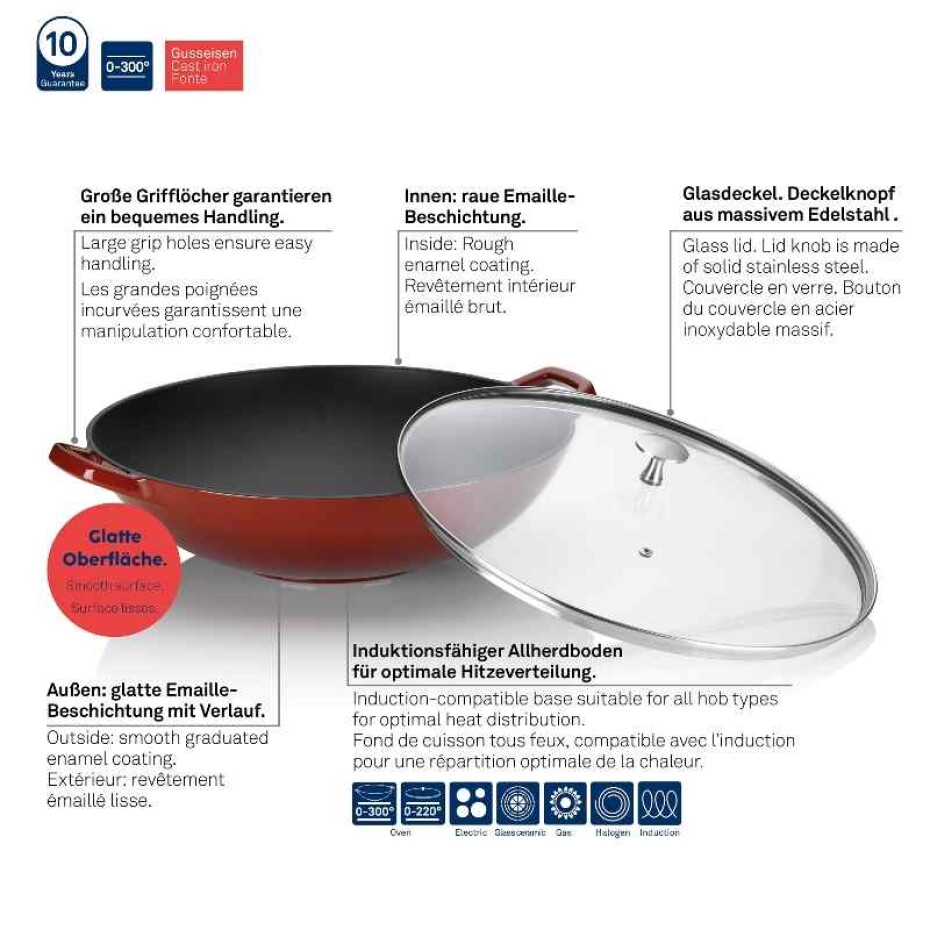 KELA Wok litinový s poklicí CALIDO 36 cm červená KL-11947 - main (4)