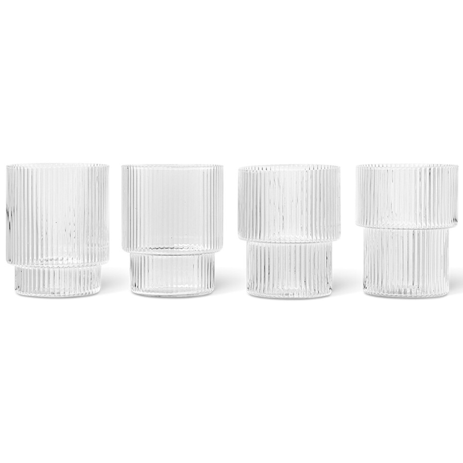 Sklenice na vodu RIPPLE 200 ml, sada 4 ks, čirá, ferm LIVING - main (0)