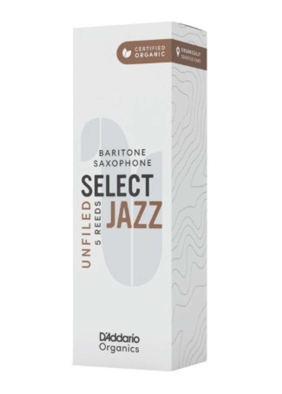D'Addario ORRS05BSX2M Organic Select Jazz Unfiled Baritone Saxophone Reeds 2 Medium - 5 Pack - main (0)