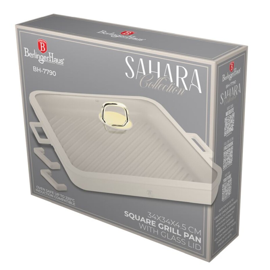 BERLINGERHAUS Pánev grilovací s titanovým povrchem a poklicí 34 cm Sahara Collection BH-7790 - main (8)