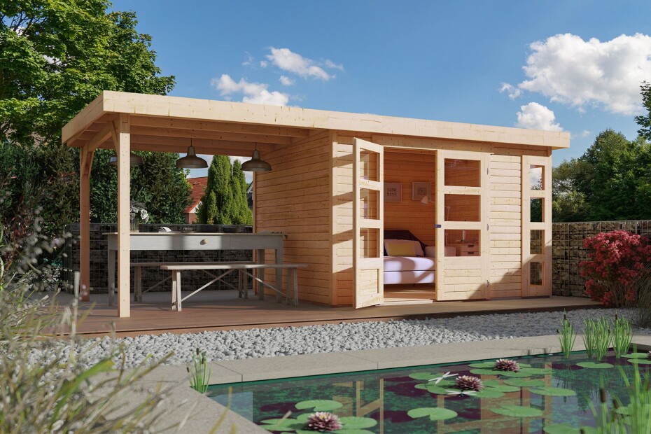Dřevěný domek KARIBU KERKO 4 + přístavek 240 cm (82940) natur LG2968 - main (3)
