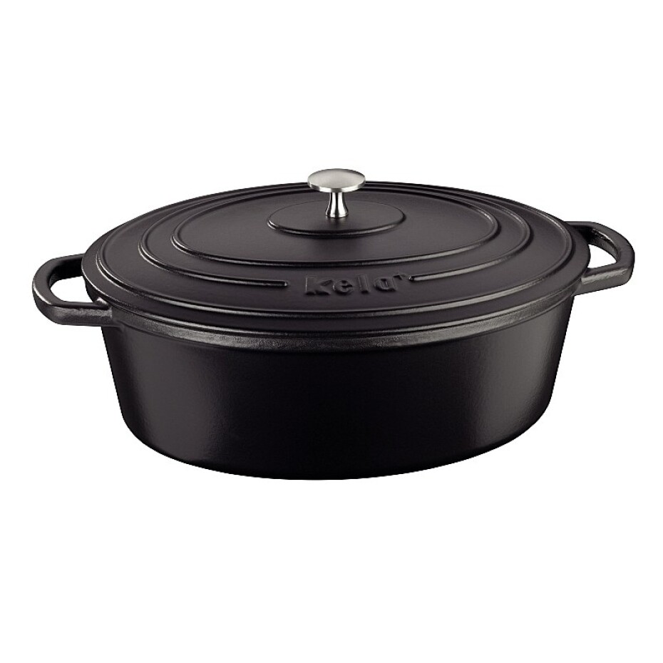 KELA Pekáč litinový s poklicí CALIDO 33x26 cm černá KL-12473 - main (0)