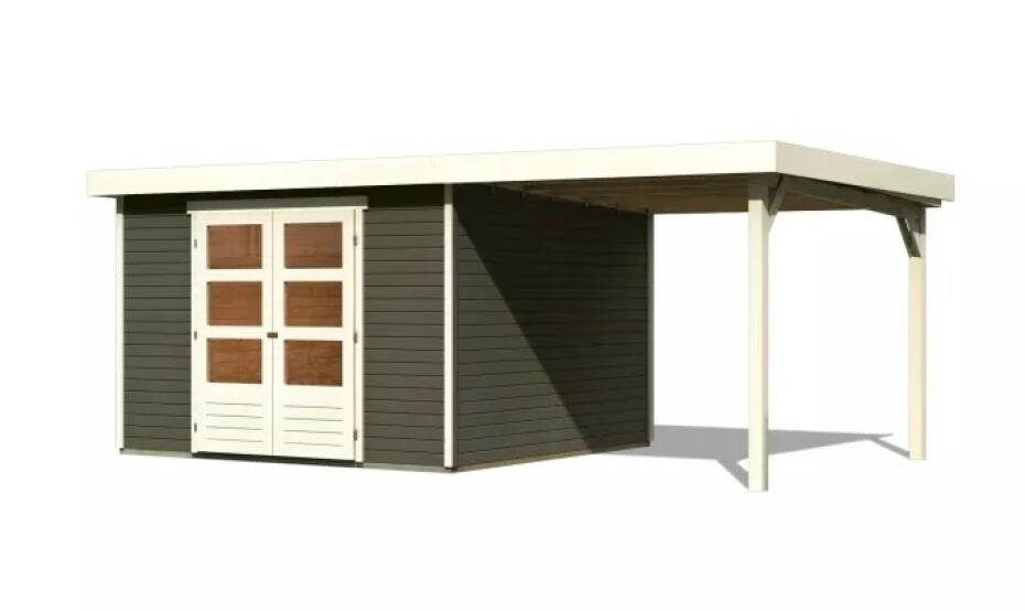 Dřevěný domek KARIBU ASKOLA 6 + přístavek 240 cm (23501) šedý LG3202 - main (0)