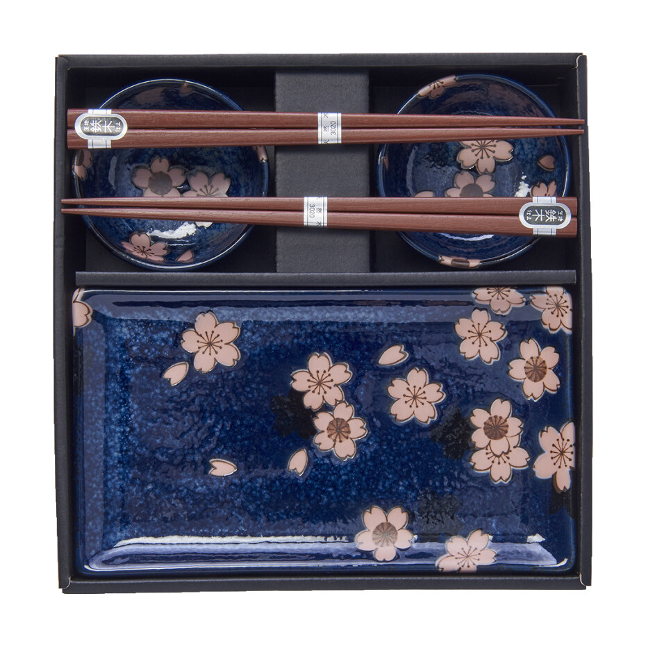Sada na sushi NAVY WITH PINK SAKURA, sada 4 ks, MIJ - main (0)