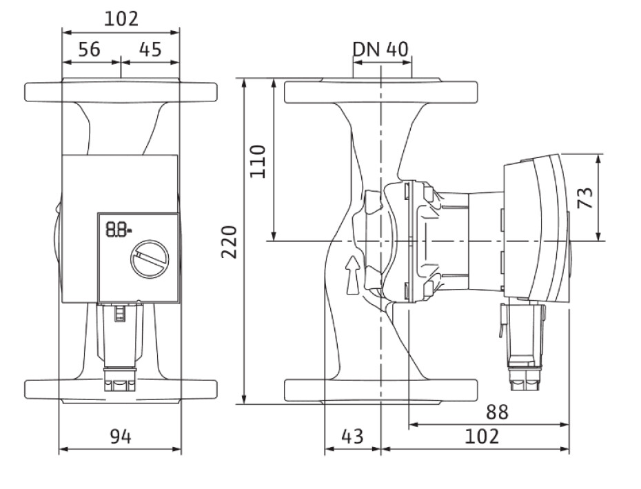 Wilo Yonos PICO1.0 40/1-8 230V 220mm PN10 Rp 2" 4248093 - main (2)