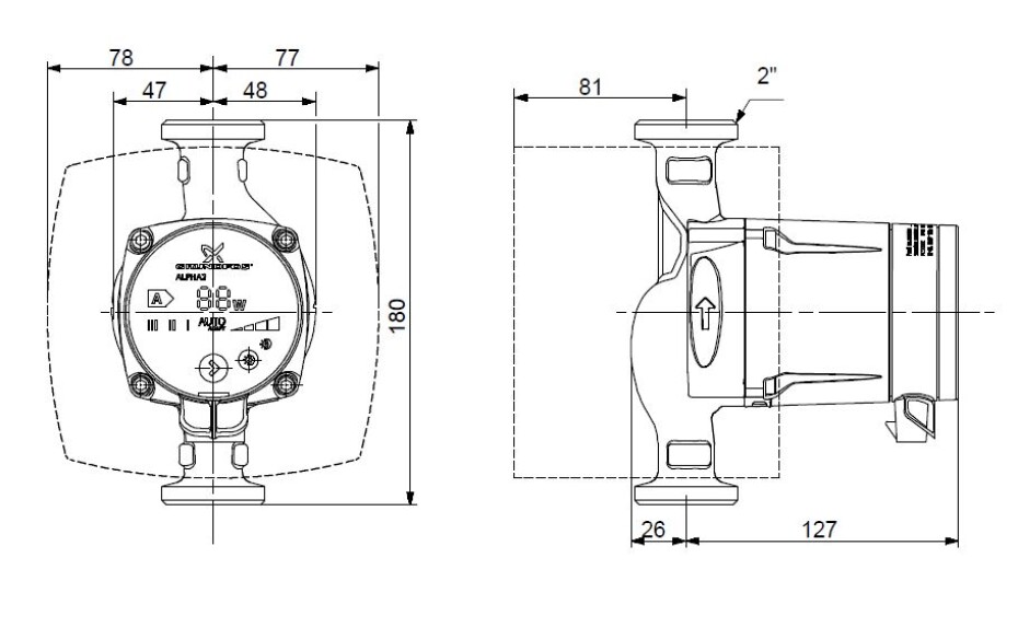 Grundfos ALPHA2 32-40 230V PN10 180mm - main (2)