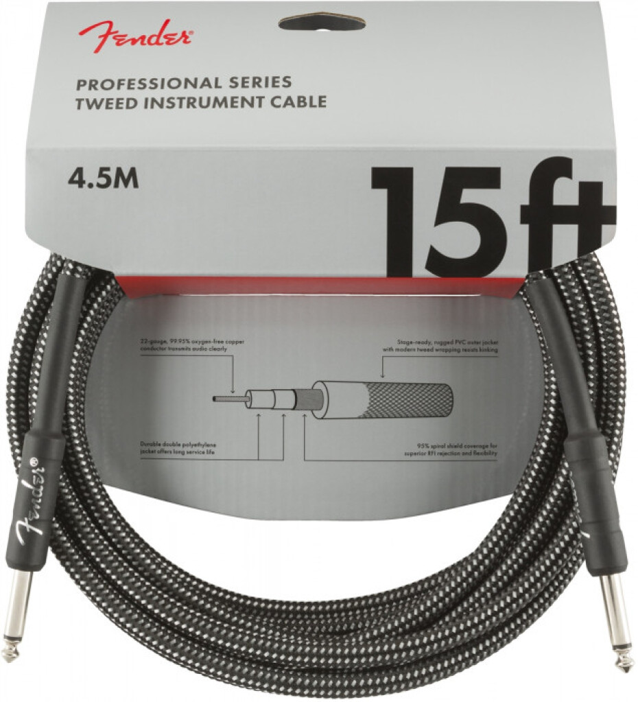 Fender Professional Series 15 Instrument Cable Gray Tweed - main (0)