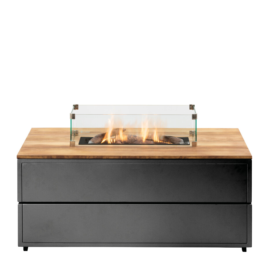 COSI Stůl s plynovým ohništěm cosipure 120 černý rám / deska teak - main (2)