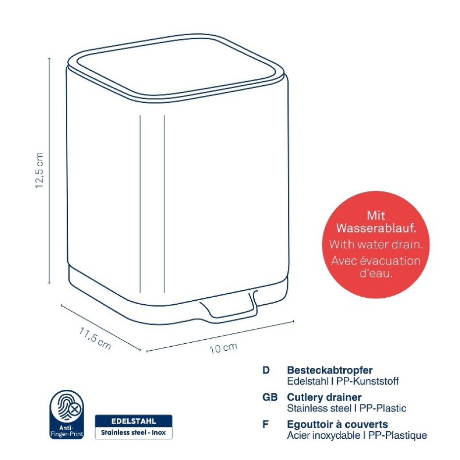 KELA Odkapávač na příbory Plata nerez matná stříbrná 10,0x11,5x12,5cm KL-12127 - main (2)