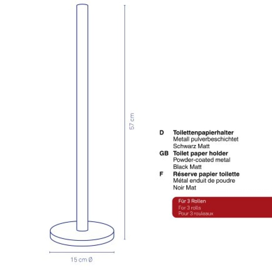 KELA Držák toaletního papíru Carta kovový černý 57,0cm 15,0cm KL-22826 - main (2)