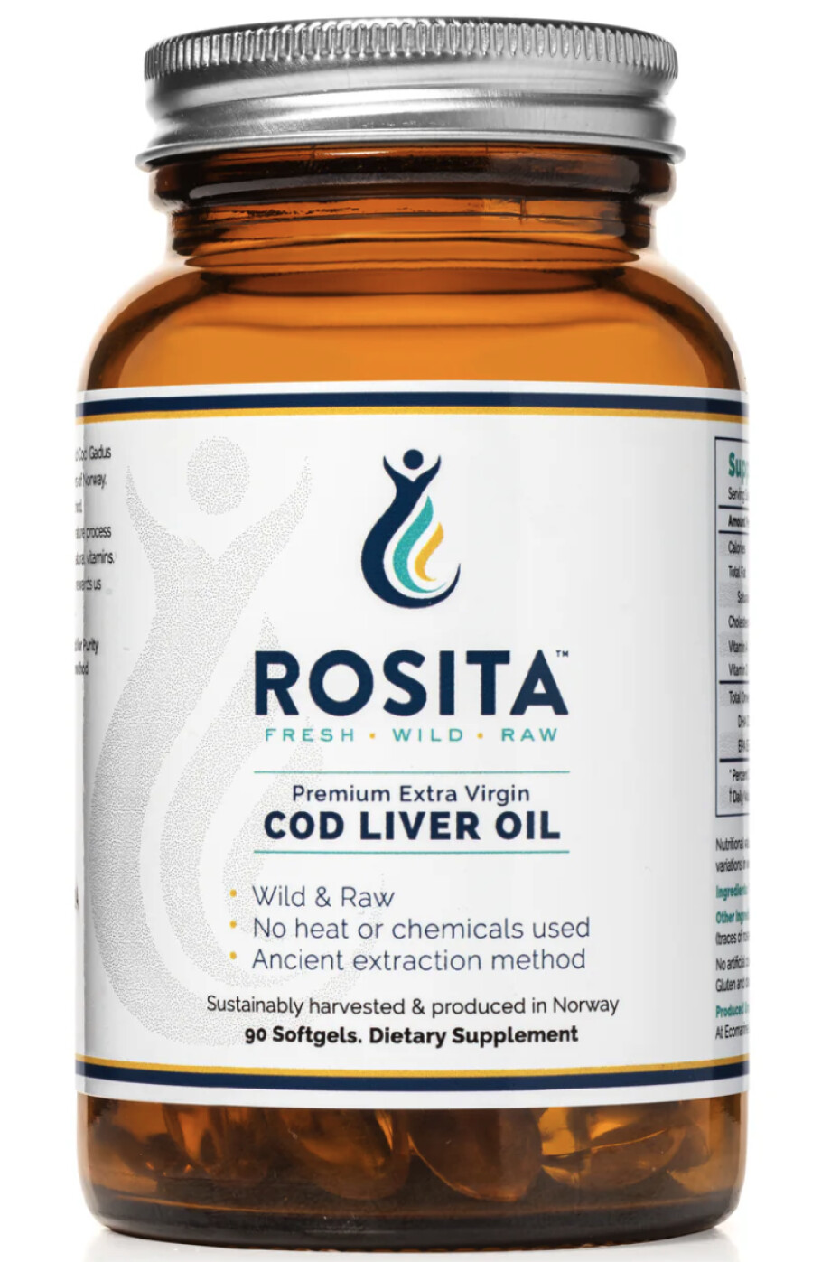 Rosita Extra Virgin Cod Liver Oil, Extra panenský olej z tresčích jater, 90 softgel kapslí - main (0)