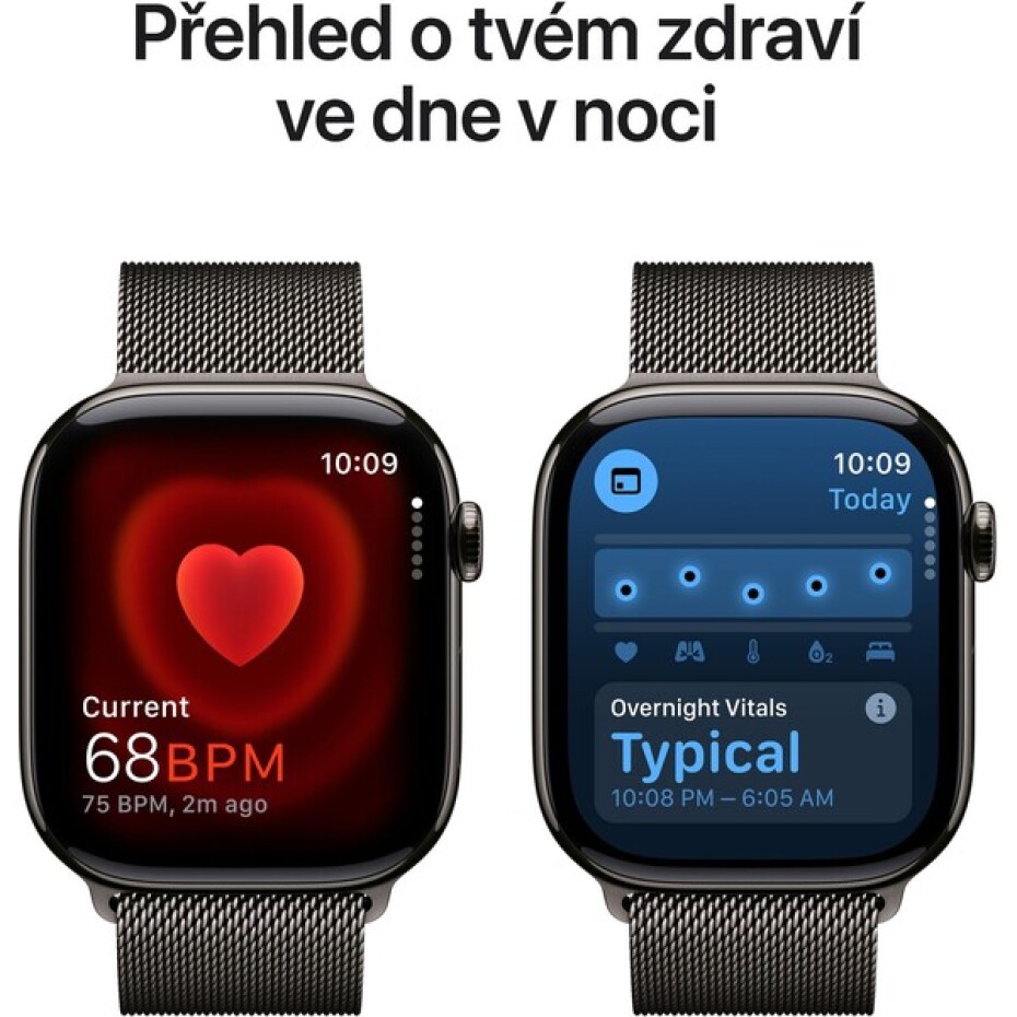Apple Watch Series 10 Cellular 46mm Břidlicově šedý titan s břidlicově šedým milánským tahem M/L - main (4)