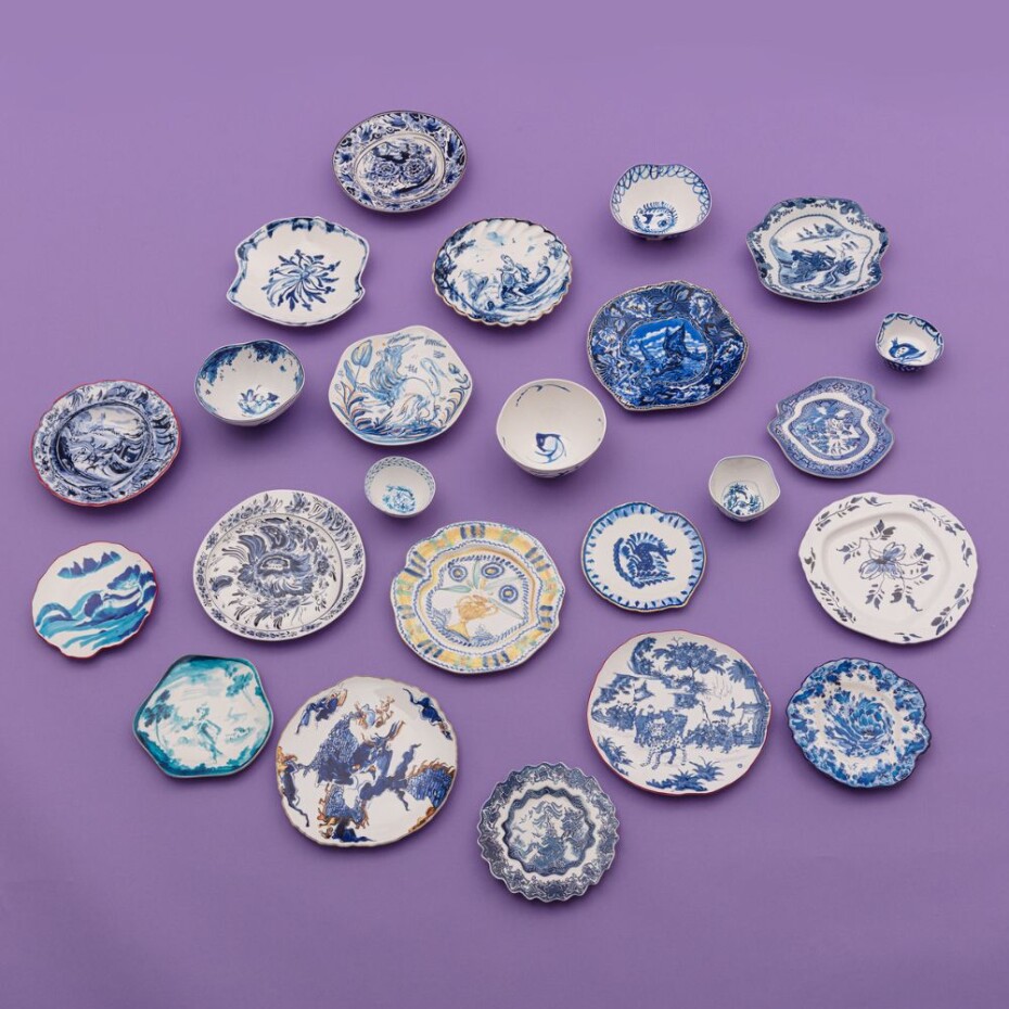 Jídelní miska DIESEL CLASSICS ON ACID FIORI 12 cm, bílá/modrá, porcelán, Seletti - main (1)