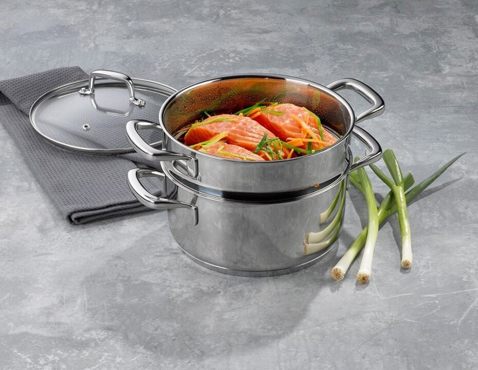 KELA Hrnec napařovací s poklicí nerez 18/10 FLAVORIA 20 cm sada 3 ks KL-10190 - main (1)
