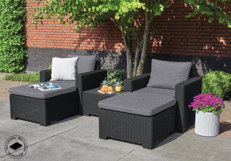 Keter Zahradní nábytek Keter set stůl + křeslo + podnožka California grafitový KT-610226 - main (1)