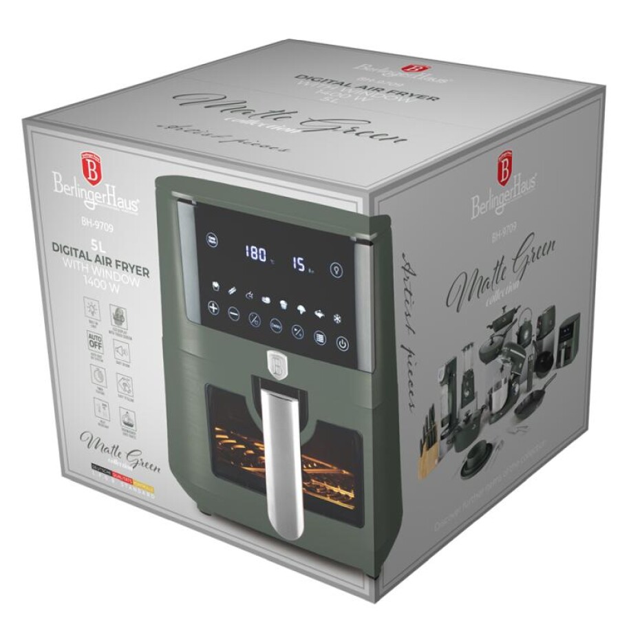 BERLINGERHAUS Horkovzdušná fritéza digitální 5 l Matte Green Collection BH-9709 - main (3)