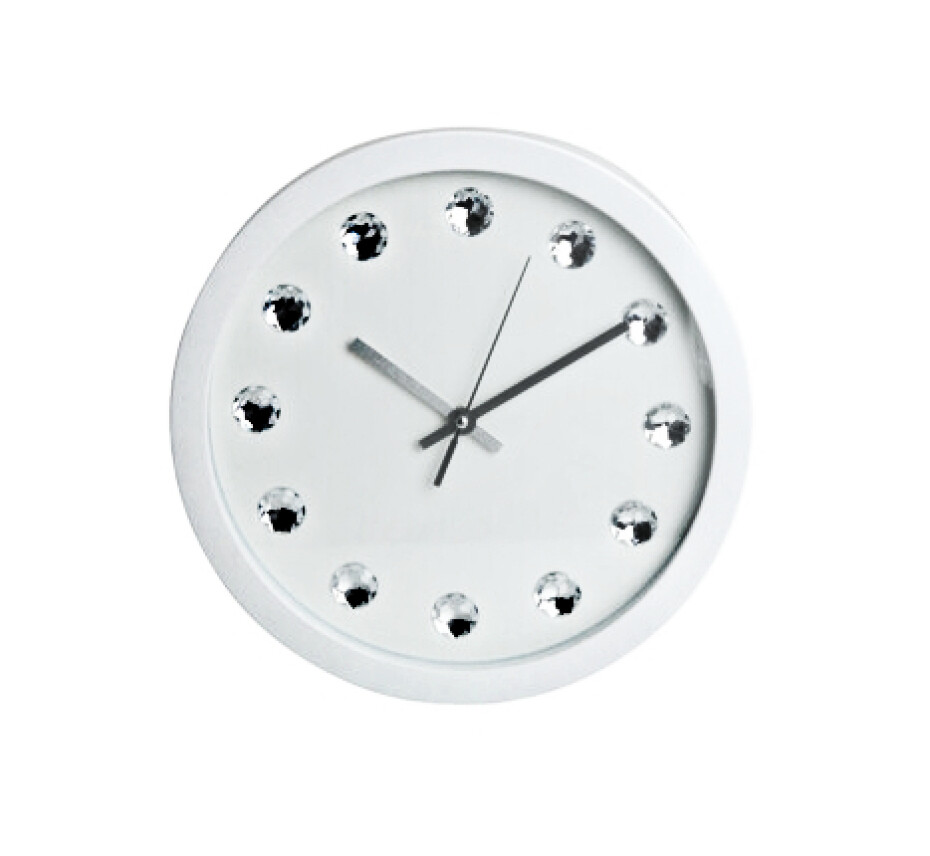 SEGNALE Nástěnné hodiny ručičkové s krystaly 30 cm bílá KO-837164270bila - main (0)