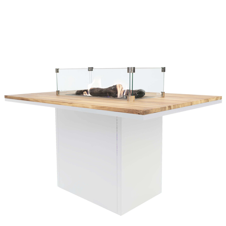Krbový plynový stůl Cosiloft 120 vysoký jídelní stůl bílý rám / deska teak (neobsahuje sklo) COSI - main (0)