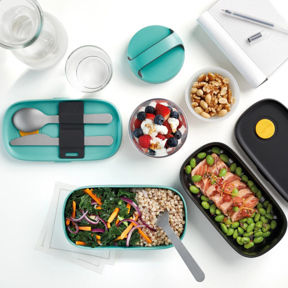 Obědový box LUNCHBOX TO GO 1 l, korálová / černá, Lékué - main (3)