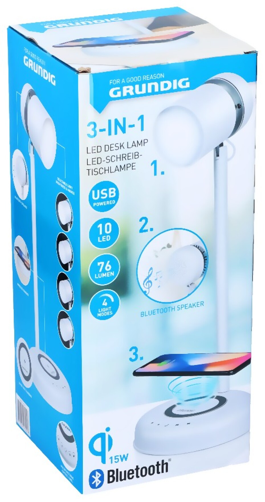 GRUNDIG Stolní lampa LED s bezdrátovou nabíječkou na mobil 3v1 ED-247255 - main (6)