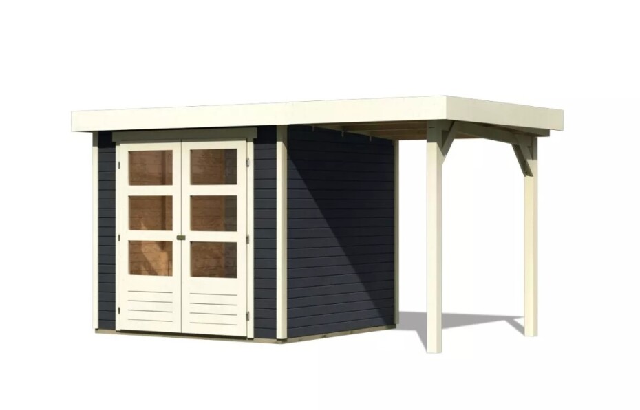 Dřevěný domek KARIBU ASKOLA 2 + přístavek 150 cm (38653) antracit LG3207 - main (0)