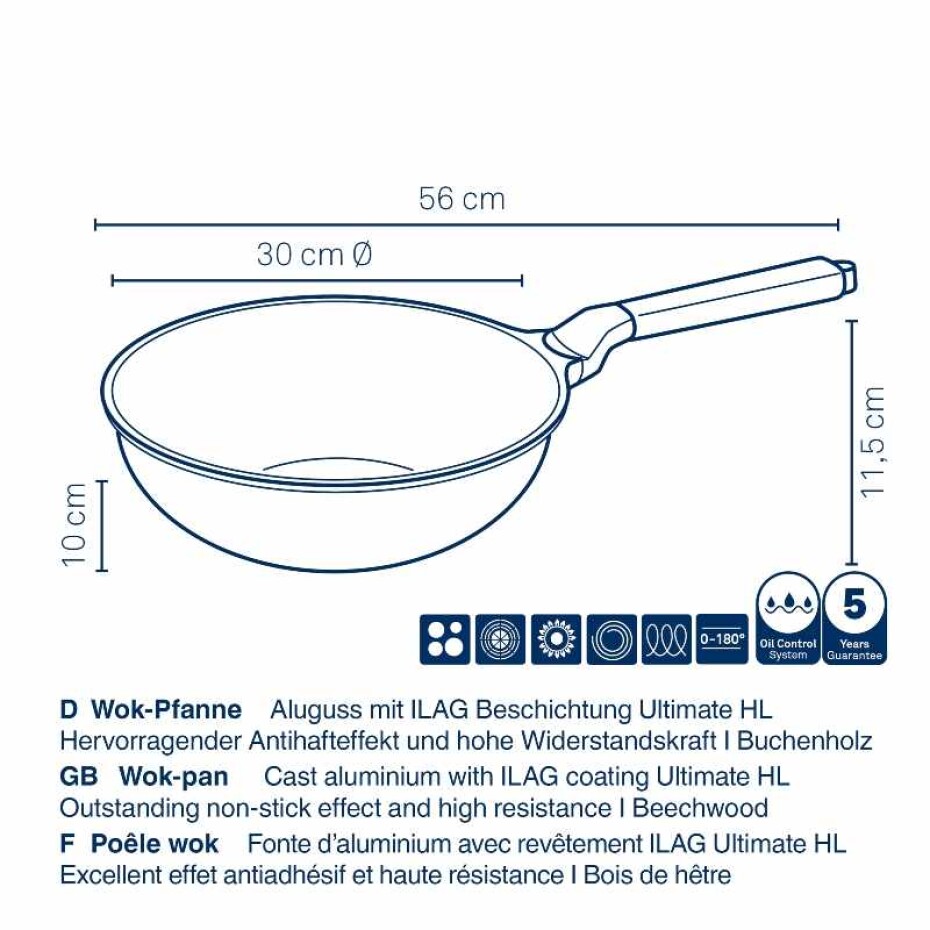 KELA Pánev Wok Vitana litý hliník šedá 30 x 10 cm KL-10087 - main (2)