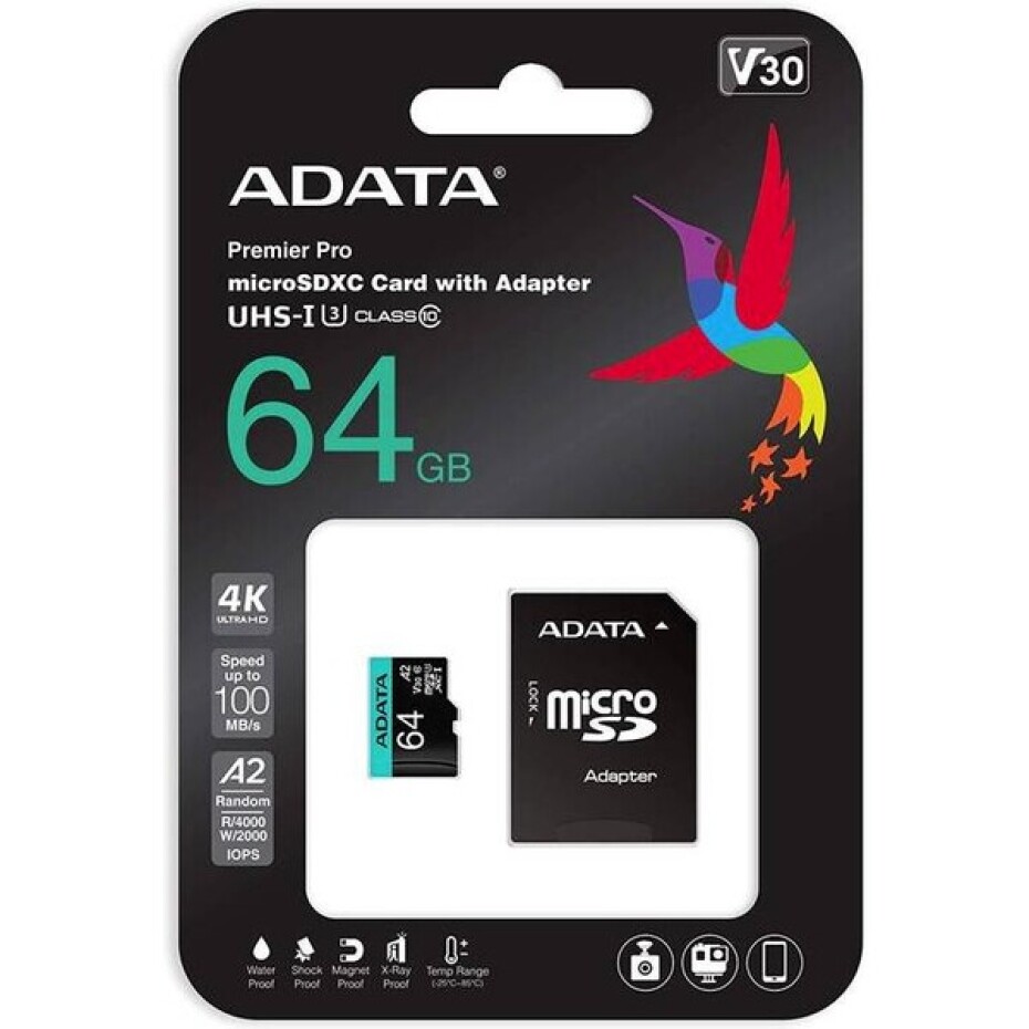 ADATA MicroSDXC karta 64GB XPG UHS-I U3 (R:95/W:90 MB/s) + SD adaptér - main (3)